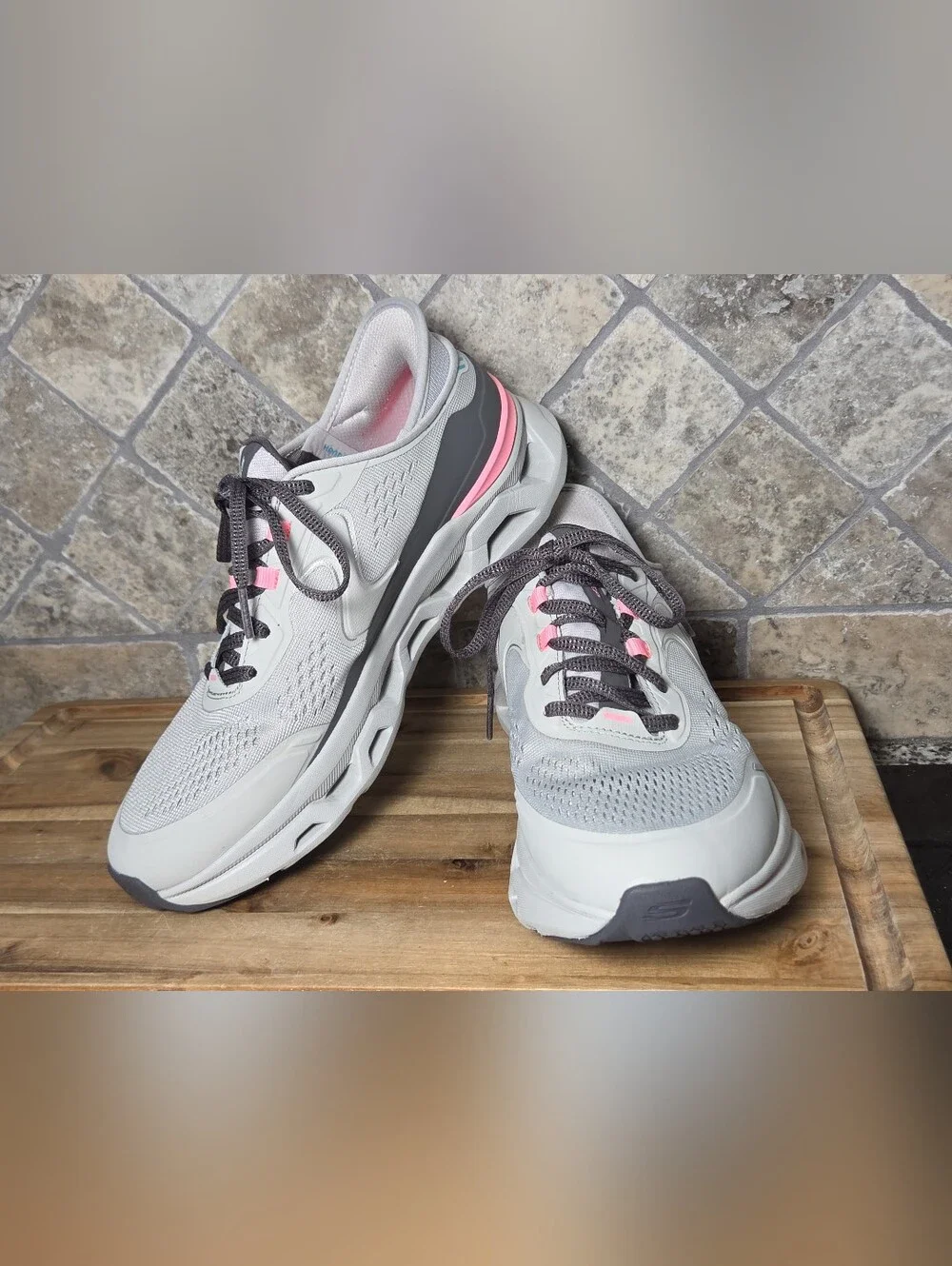 Skechers Women's Slip-ins Glide-Step Altus Lace Up Shoes Gray/Pink Size 9 M